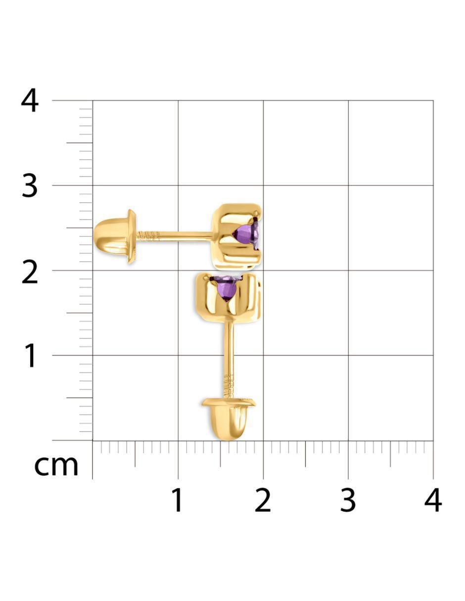 Broqueles circulares de oro amarillo 14 K con acabado brillante amatista 4