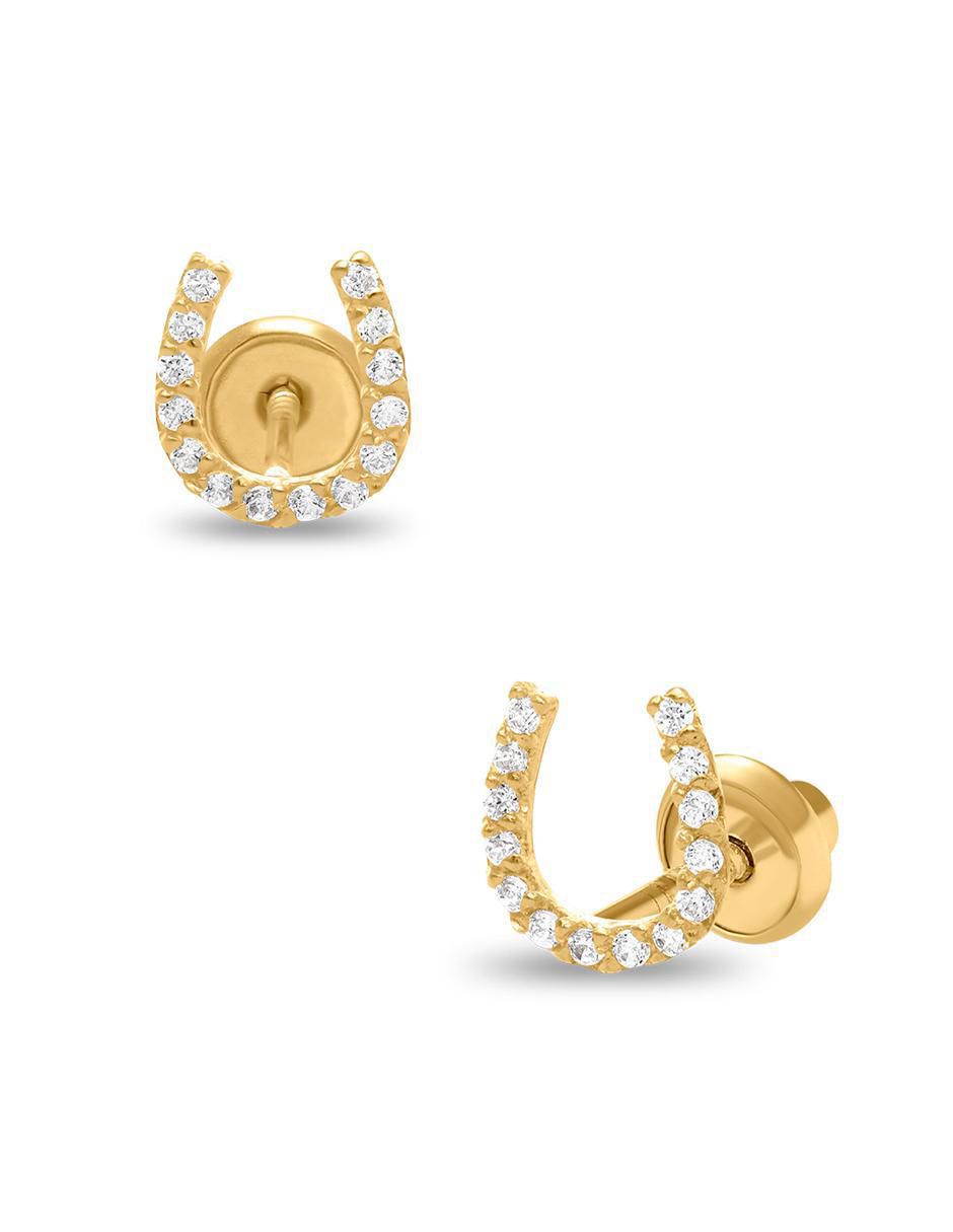 Broqueles de herradura de oro amarillo 14 K con acabado brillante 2