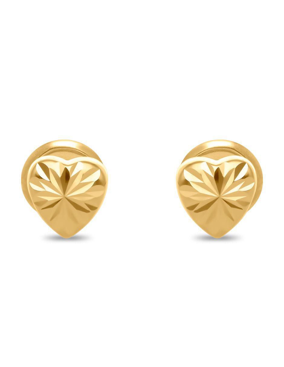 Broqueles de corazón de oro amarillo 14 K con acabado brillante