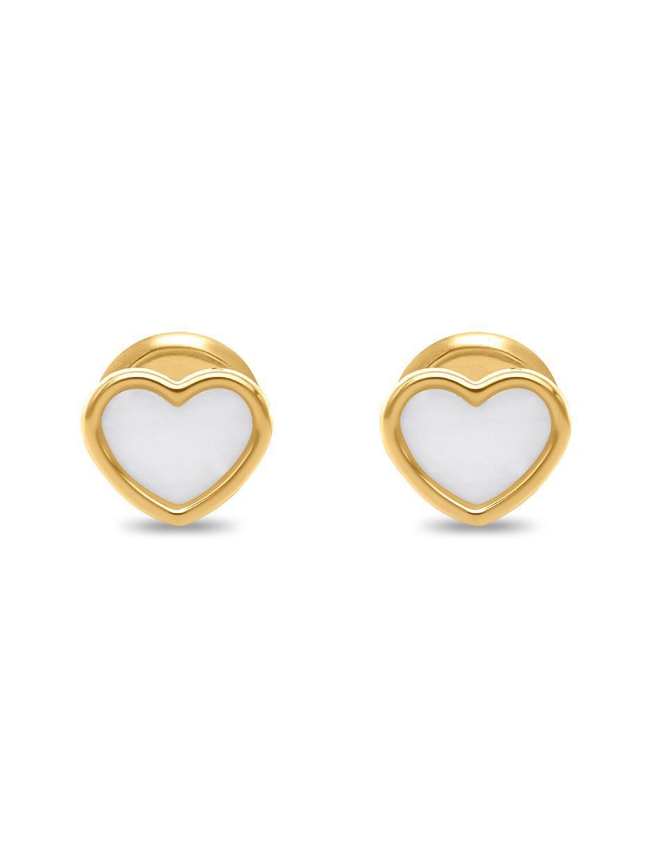 Broqueles de corazón de oro amarillo 14 K con acabado brillante Broqueles de corazón de oro amarillo 14 K con acabado brillante