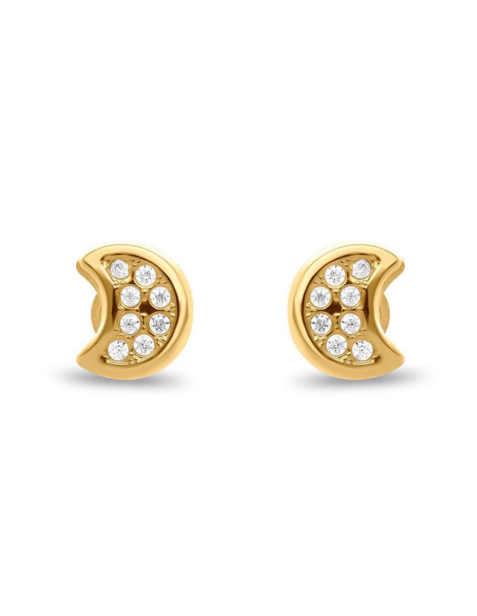Broqueles de media luna de oro amarillo 14 K con acabado brillante 2