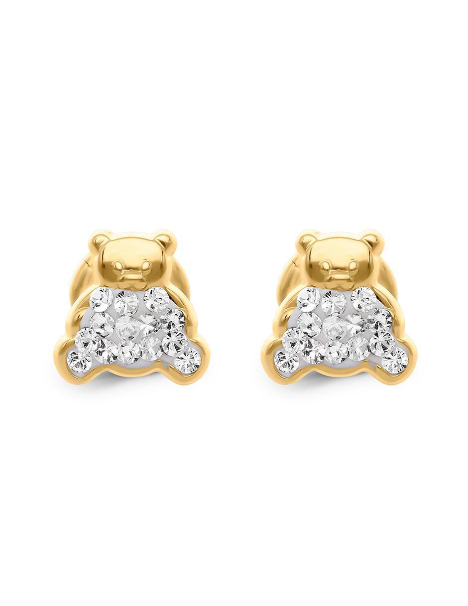 Broqueles de oso de oro amarillo 14 K con acabado brillante