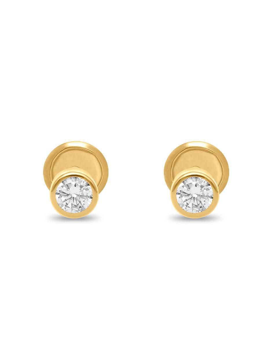 Broqueles circulares de oro amarillo 14 K con acabado brillante