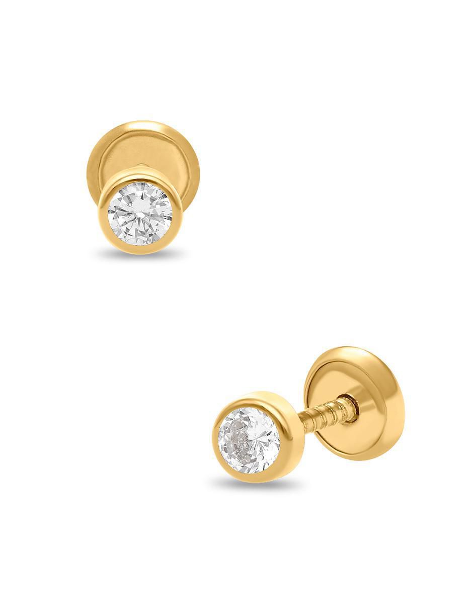 Broqueles circulares de oro amarillo 14 K con acabado brillante 2