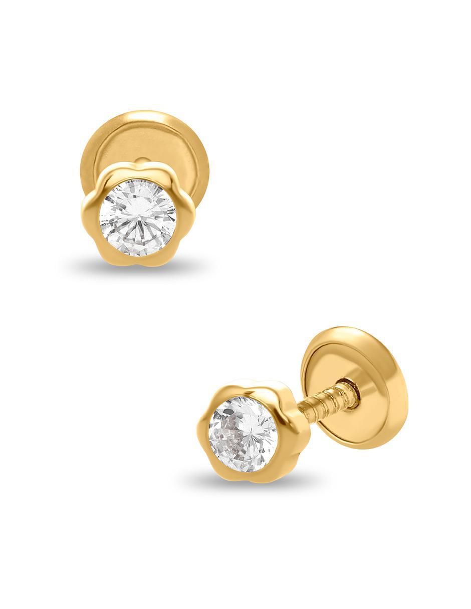 Broqueles de flor de oro amarillo 14 K con acabado brillante 2