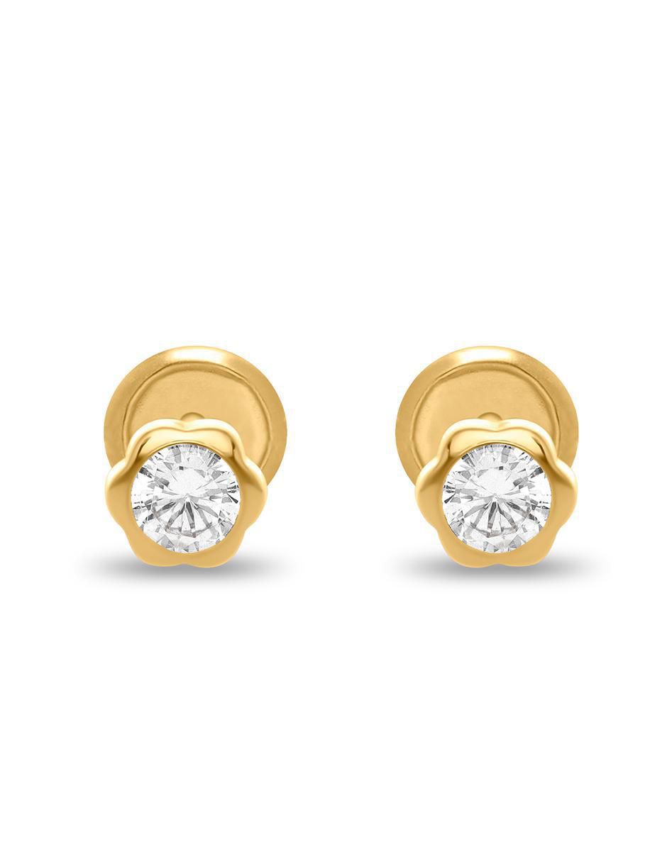 Broqueles circulares de oro amarillo 14 K con acabado brillante