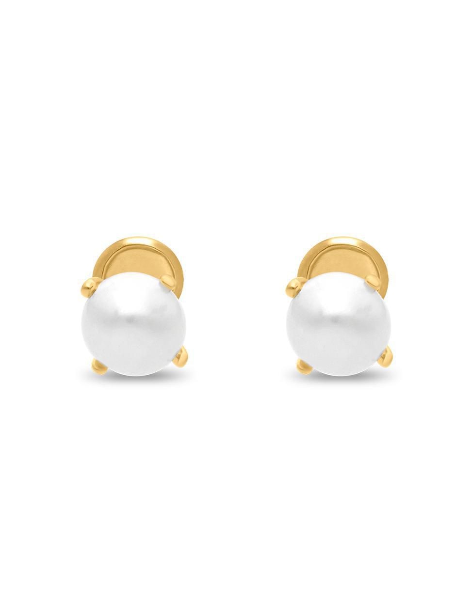 Broqueles circulares de oro amarillo 14 K con acabado brillante perla Broqueles circulares de oro amarillo 14 K con acabado brillante perla