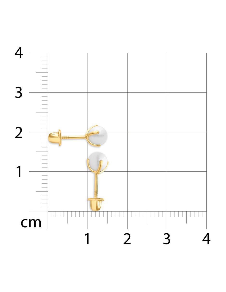 Broqueles circulares de oro amarillo 14 K con acabado brillante perla 3