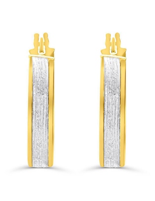 Aretes de aro de oro amarillo 14 K con acabado brillante