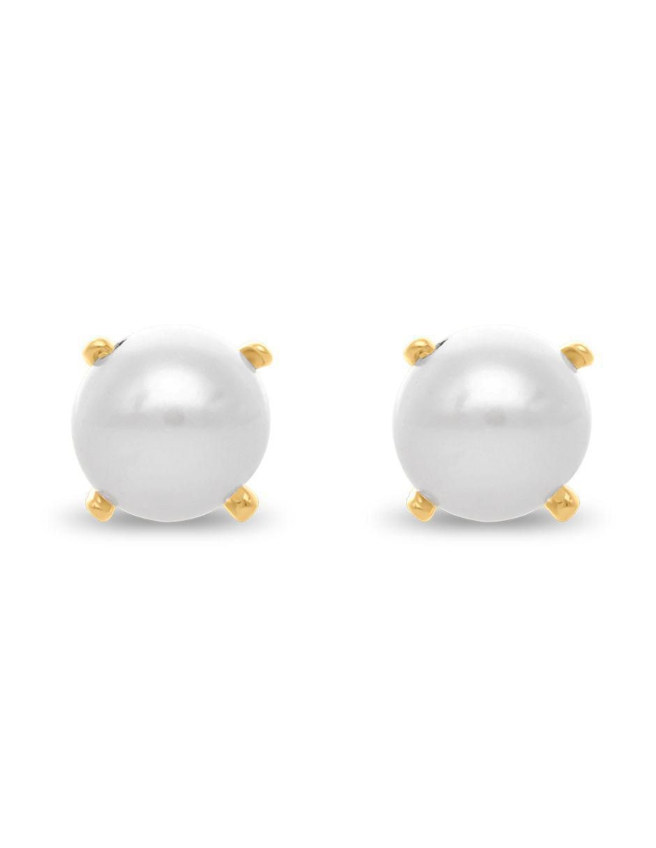 Broqueles circulares de oro amarillo 14 k con acabado brillante perla 1