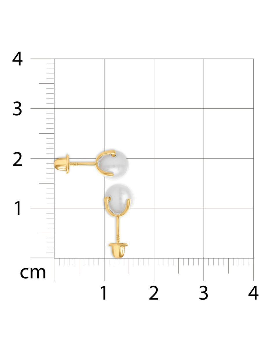 Broqueles circulares de oro amarillo 14 k con acabado brillante perla 4