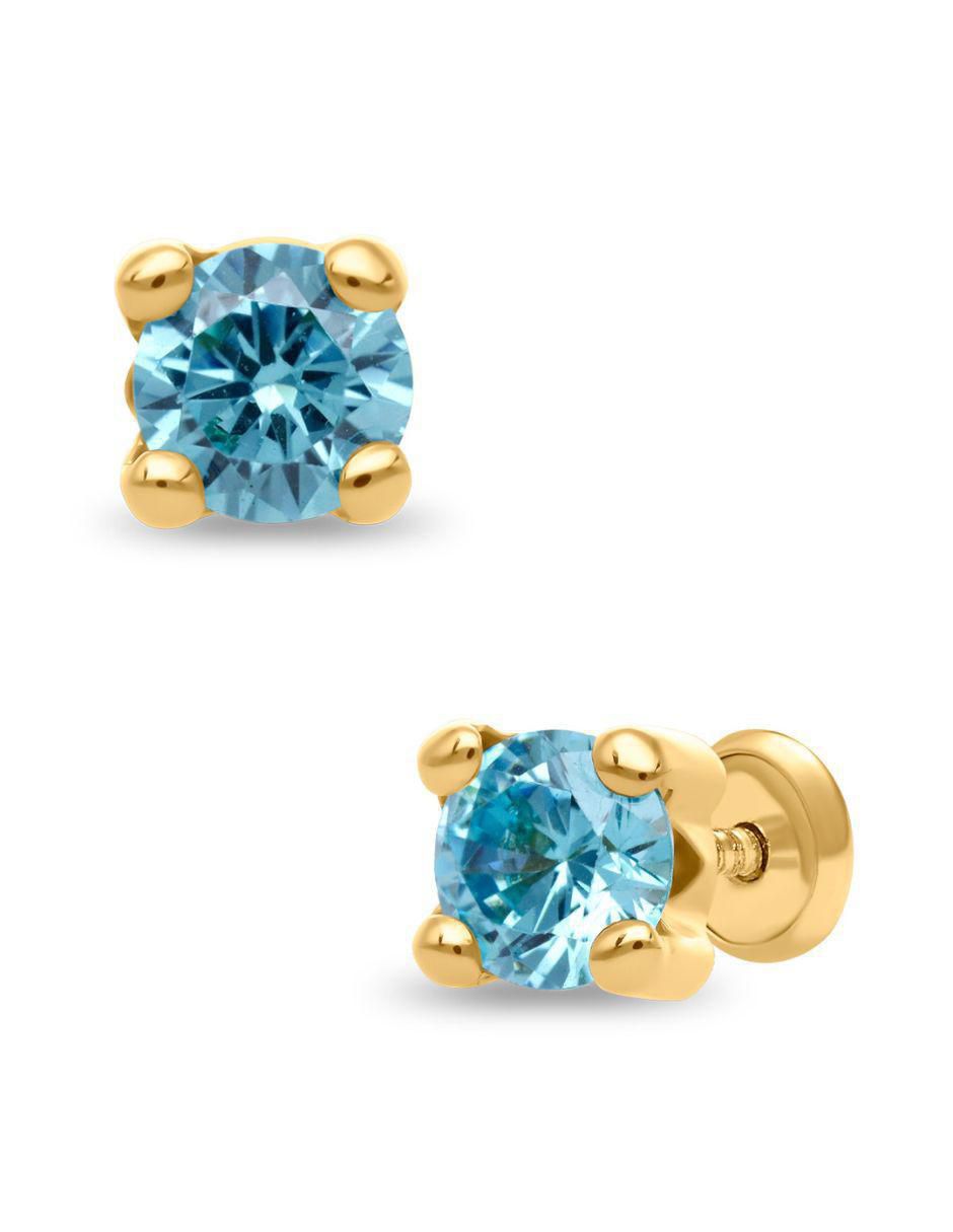 Broqueles circulares de oro amarillo 14 K con acabado brillante zafiro 2
