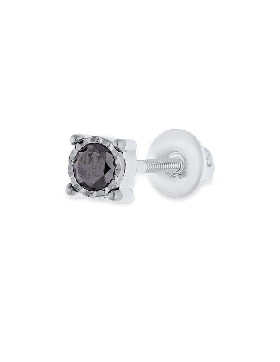 Broqueles circulares de oro blanco 14 K con acabado brillante diamante