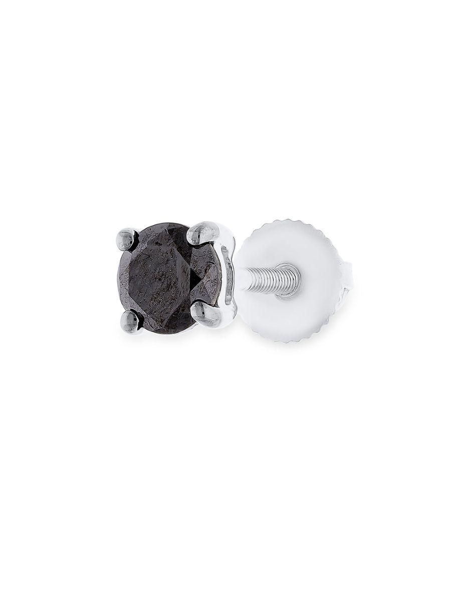 Broqueles circulares de oro blanco 14 K con acabado brillante diamante 2