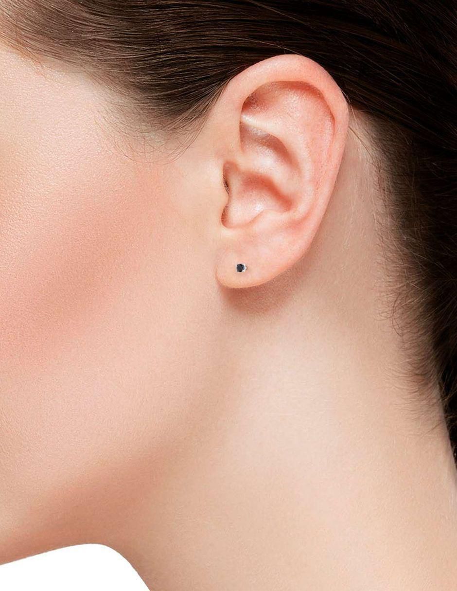 Broqueles circulares de oro blanco 14 K con acabado brillante diamante 3