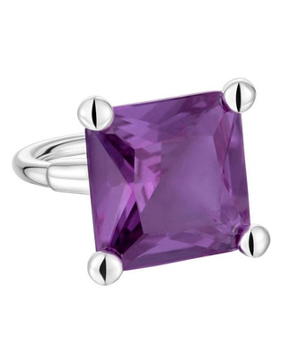 Anillo con gema Color Lab de plata zafiro brillante