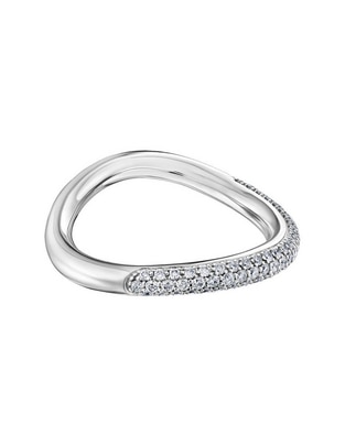 Anillo redondo New Hav 18 k de oro blanco diamante pavé