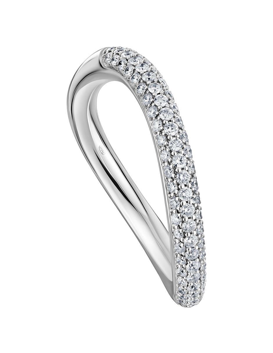Anillo redondo New Hav 18 k de oro blanco diamante pavé 5