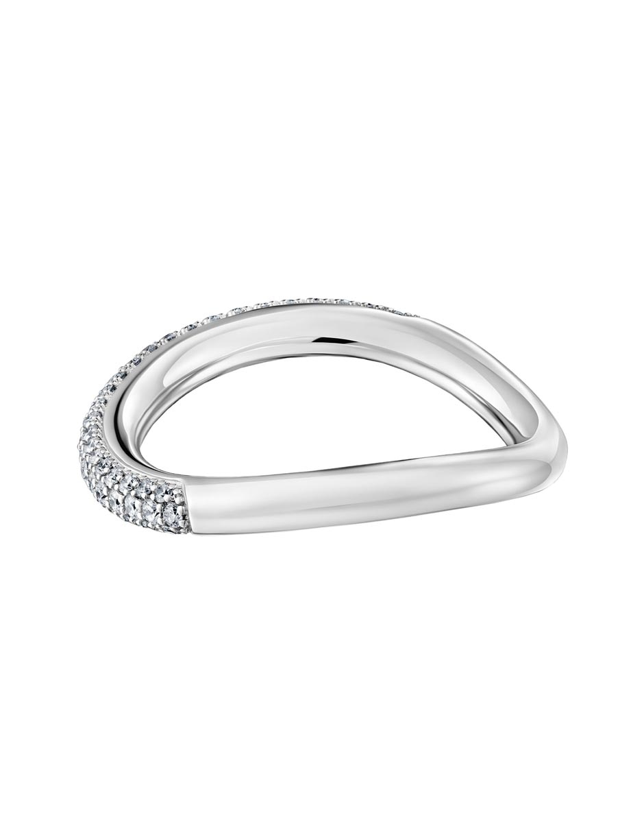 Anillo redondo New Hav 18 k de oro blanco diamante pavé