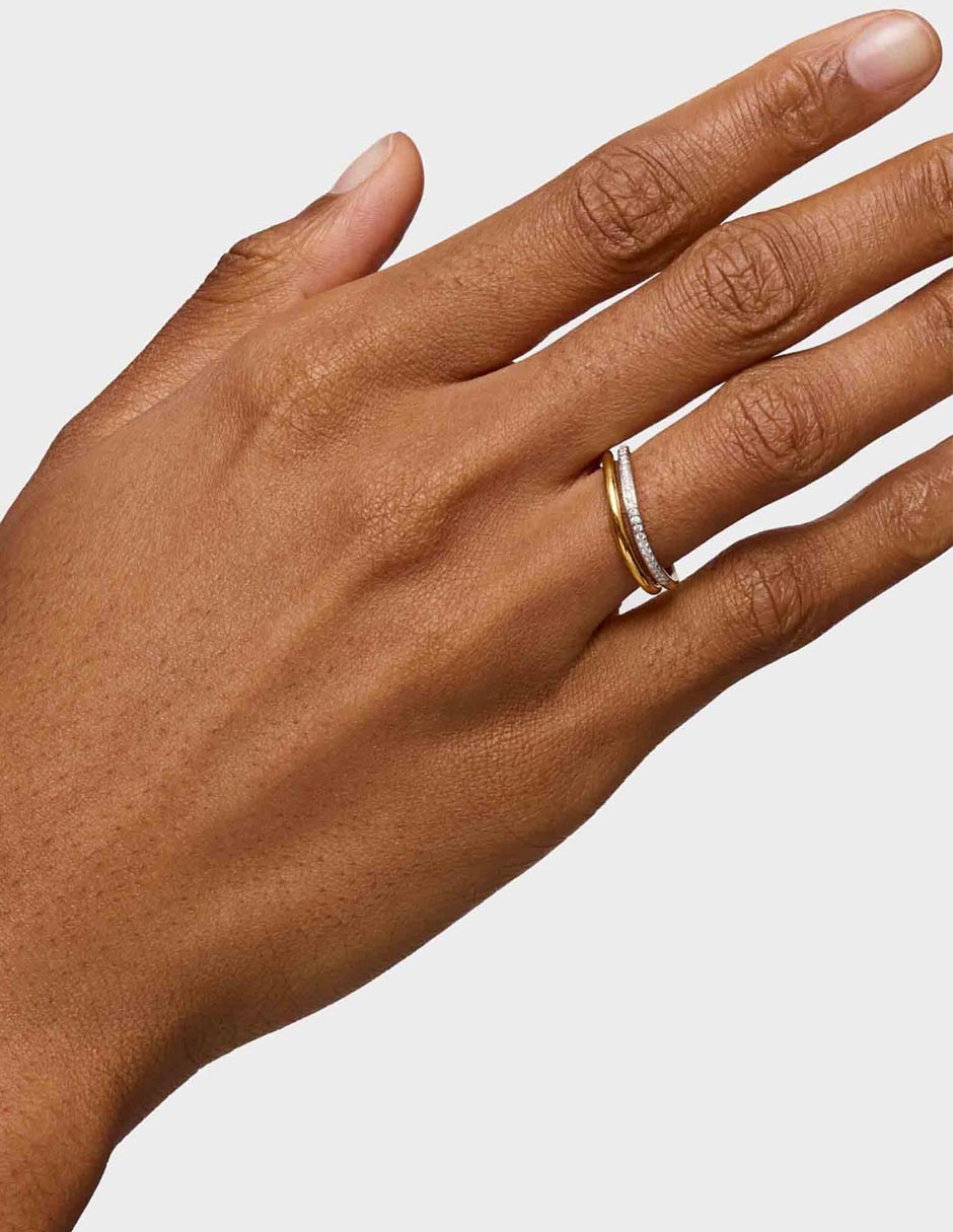 Anillo con gema redondo Tous New Hav de oro amarillo diamante brillante