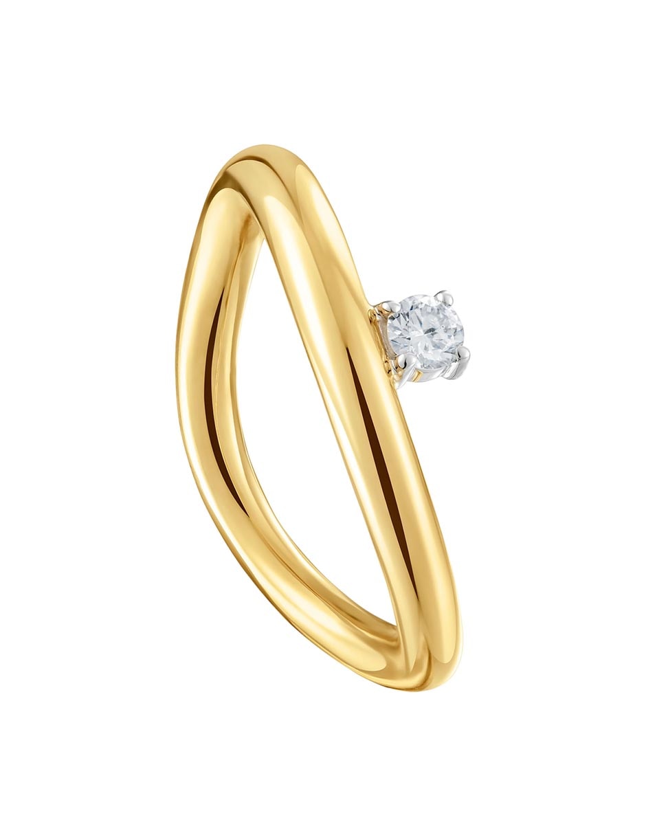 Anillo con gema redondo Tous New Hav de oro amarillo diamante brillante