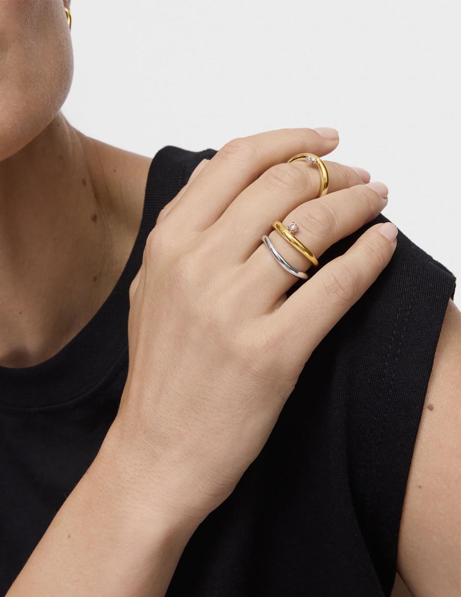 Anillo con gema redondo Tous New Hav de oro amarillo diamante brillante
