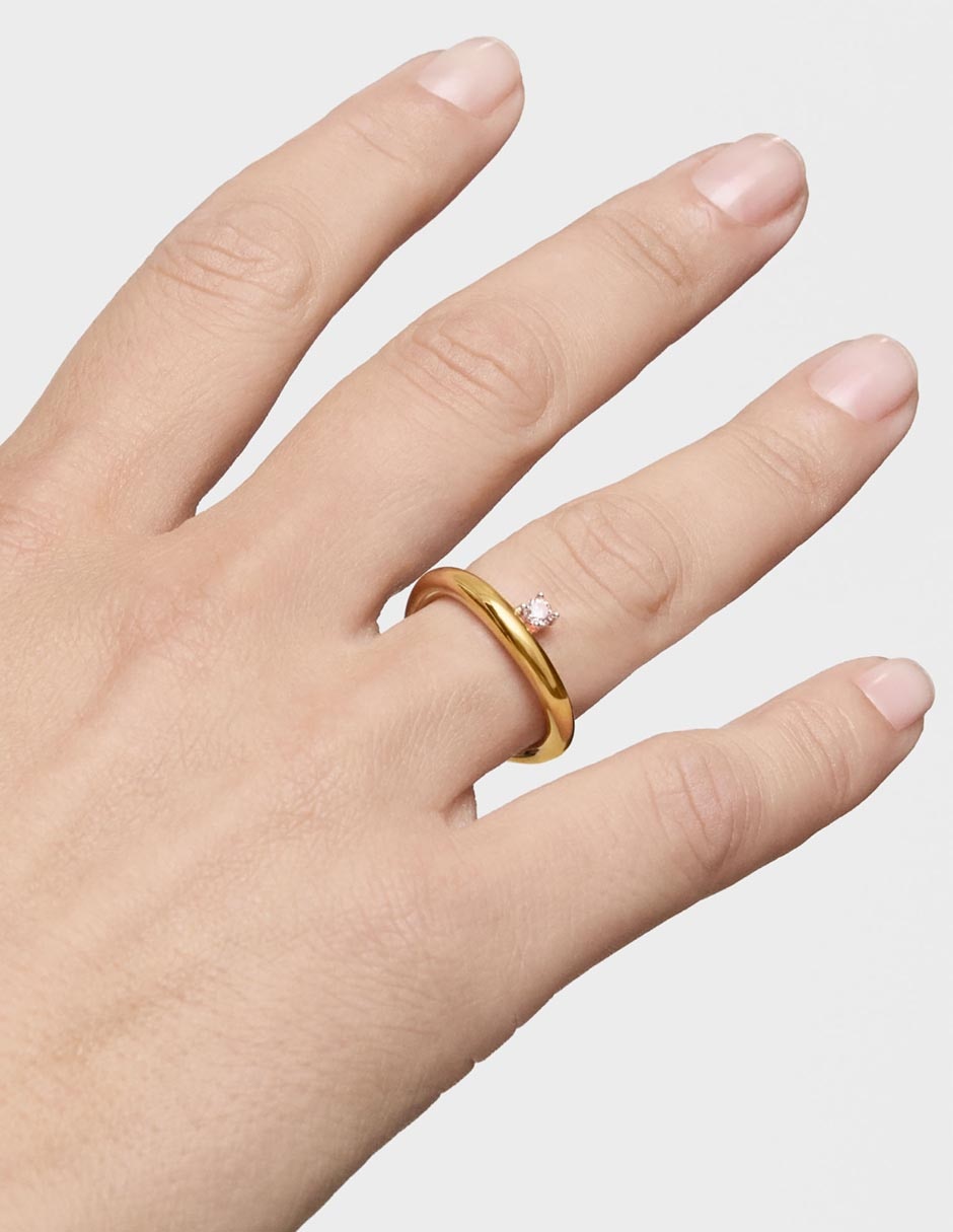 Anillo con gema redondo Tous New Hav de oro amarillo diamante brillante