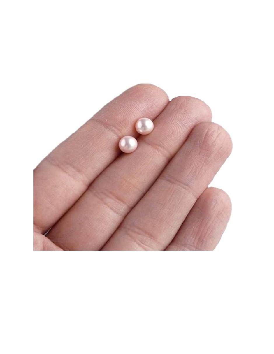 Broqueles redondos de oro amarillo 14 K con acabado brillante perla