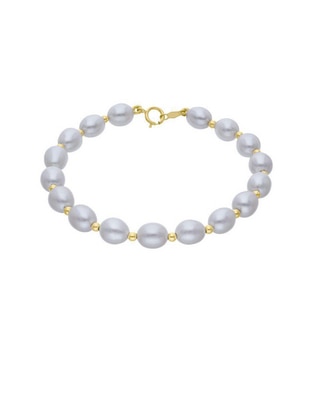 Pulsera de oro amarillo con perla 14 K acabado pulido 1
