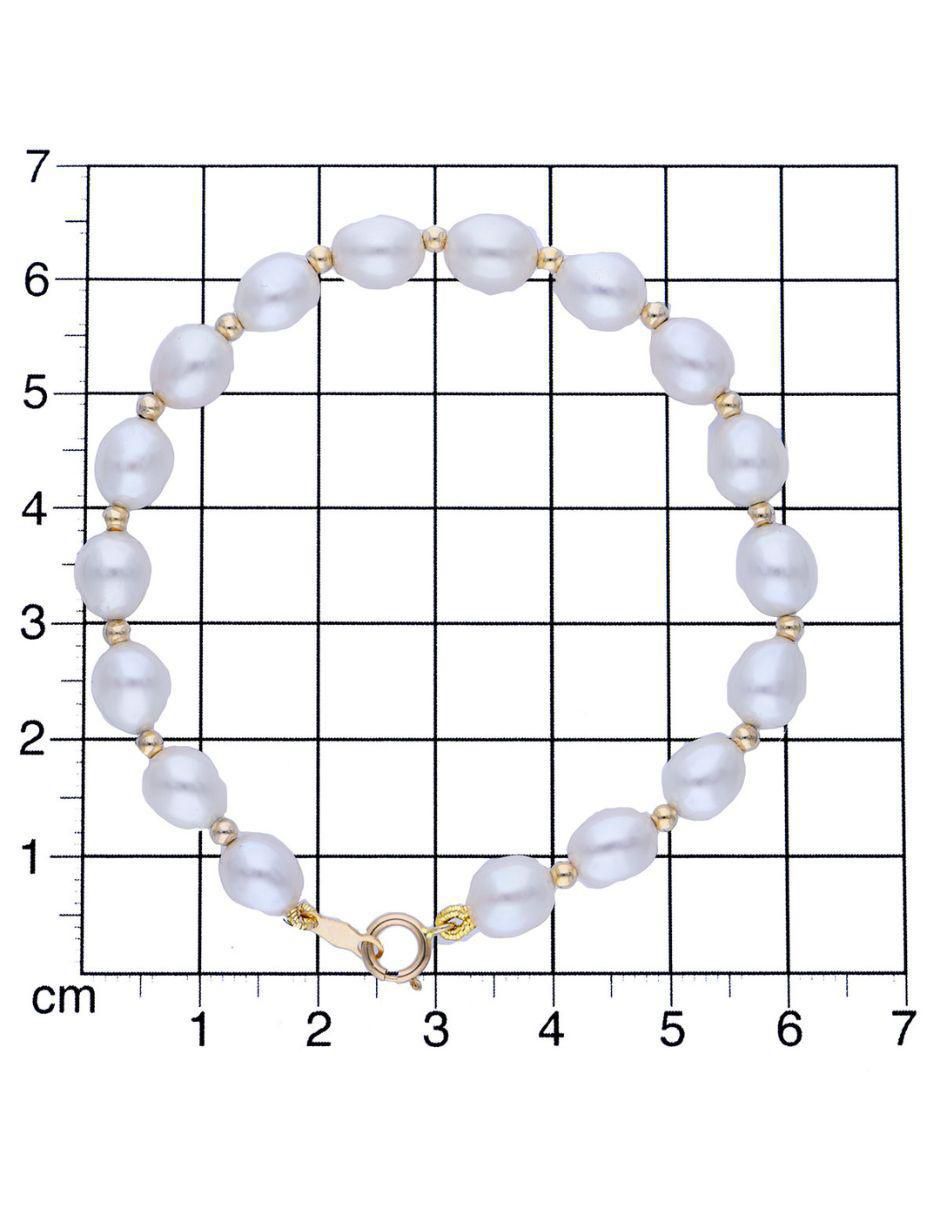 Pulsera de oro amarillo con perla 14 K acabado pulido 3