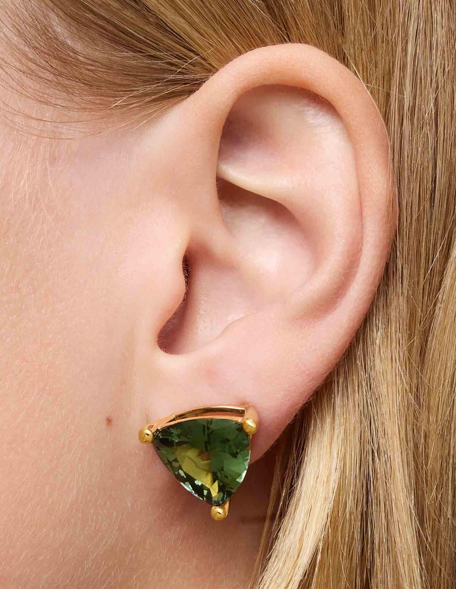 Aretes triangulares Tous de plata P 925 con acabado baño de oro espinela