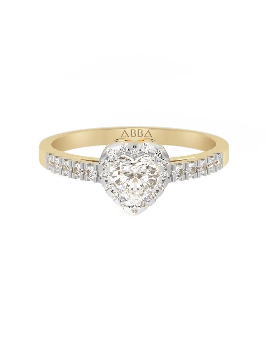 Anillo de compromiso de oro 14 K zirconia