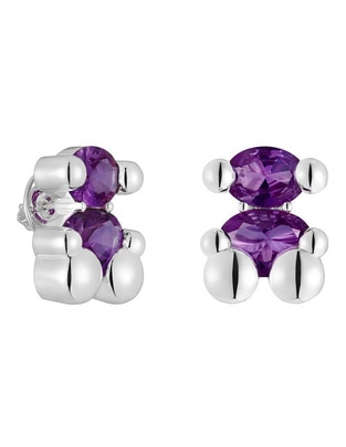Aretes de oso de plata P 925 con acabado brillante zafiro Aretes de oso de plata P 925 con acabado brillante zafiro