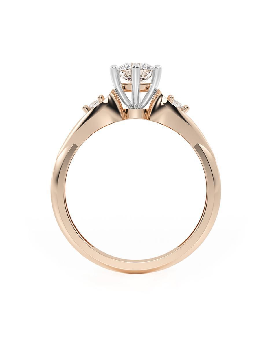 Anillo de compromiso de oro 10 K zirconia 6