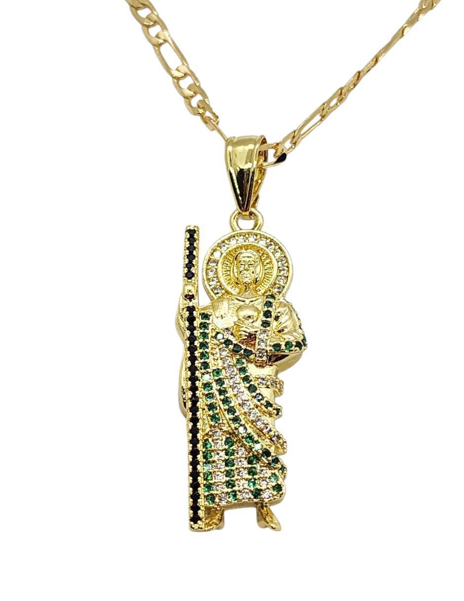 Collar con dije San Judas Tadeo de oro laminado 14 K