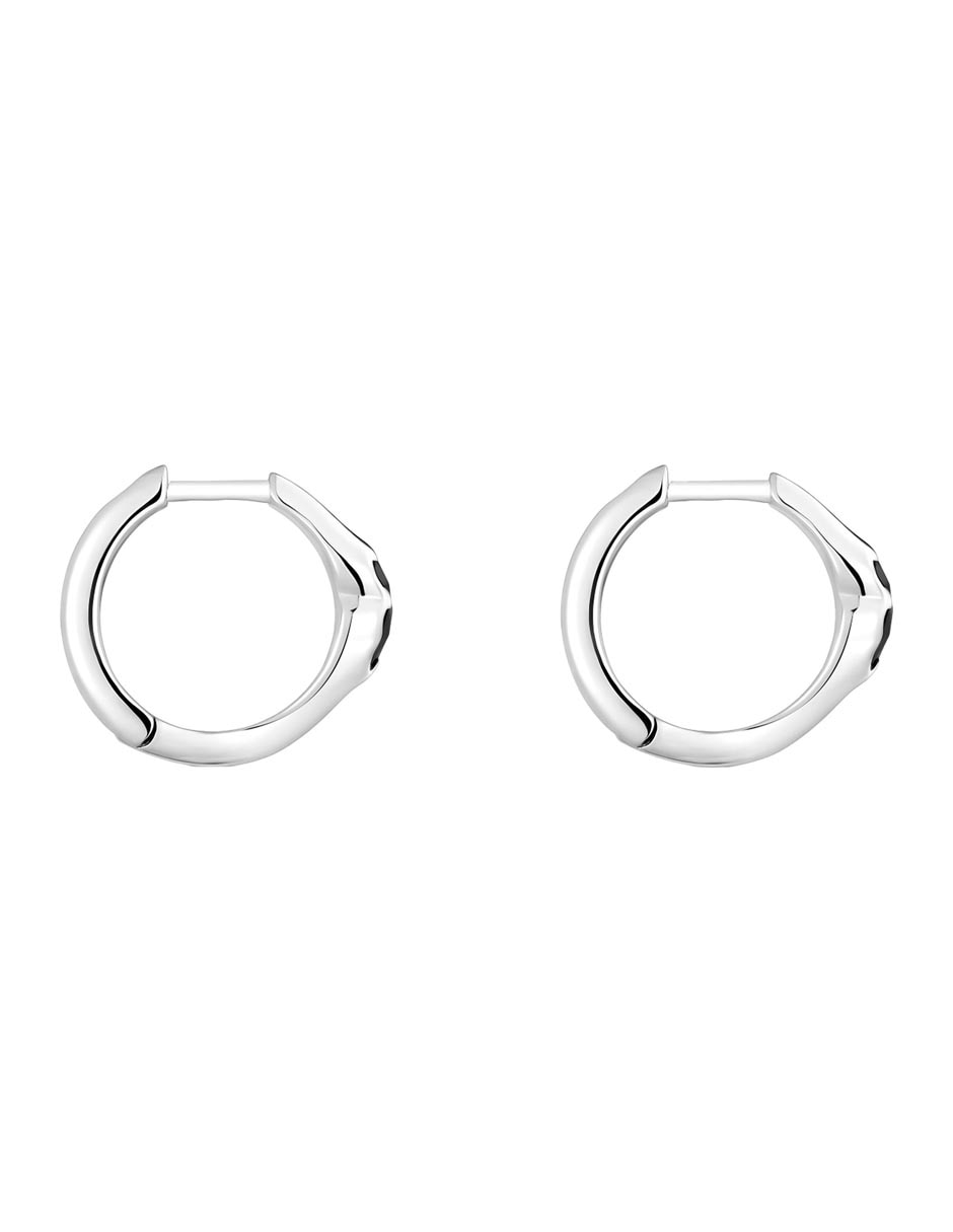 Aretes de aro de oso Tous de plata P 925 con acabado brillante ónix