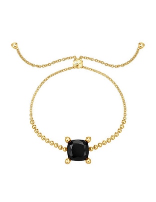 Pulsera de plata P 925 con ónix acabado baño de oro