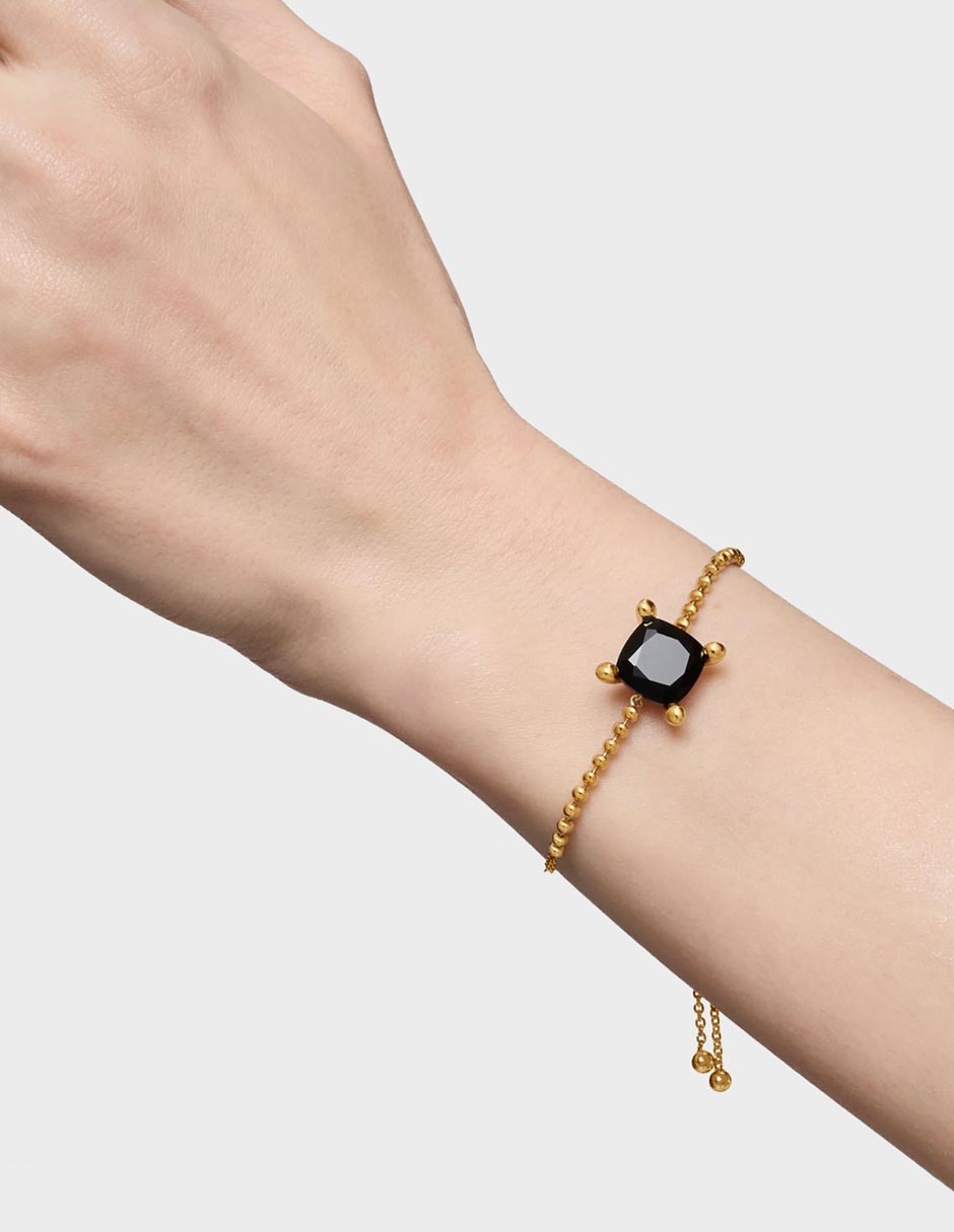 Pulsera de plata P 925 con ónix acabado baño de oro 6