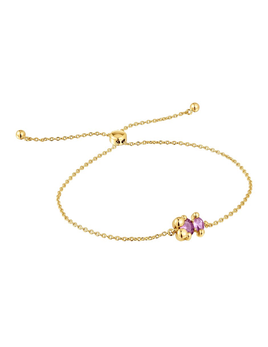 Pulsera de plata con zafiro p 925 con acabado baño de oro 5