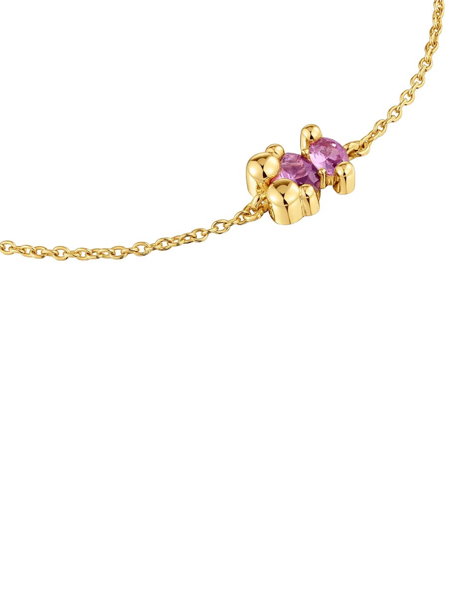 Pulsera de plata con zafiro p 925 con acabado baño de oro 4