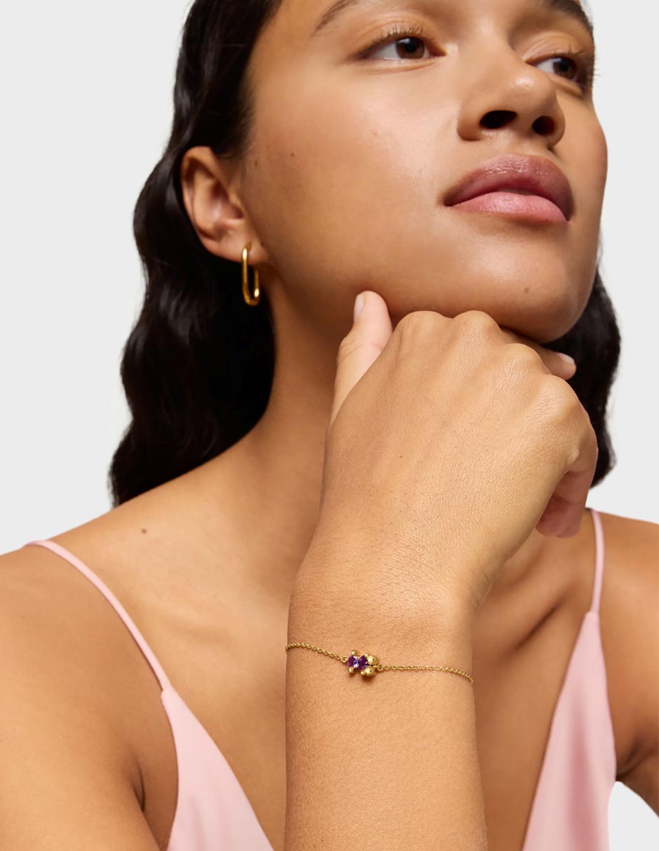 Pulsera de plata con zafiro p 925 con acabado baño de oro 3