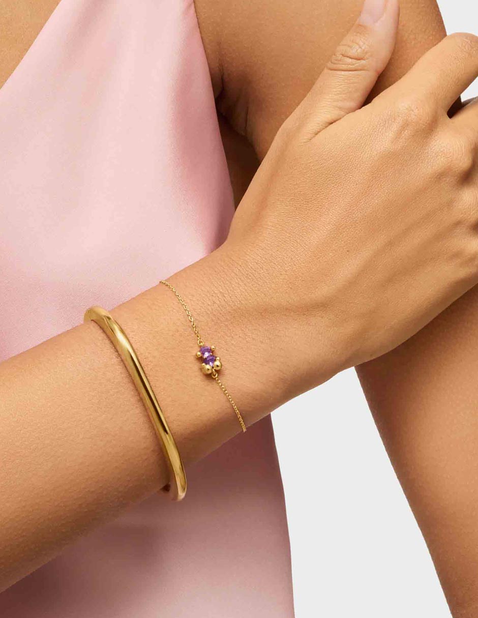 Pulsera de plata con zafiro p 925 con acabado baño de oro