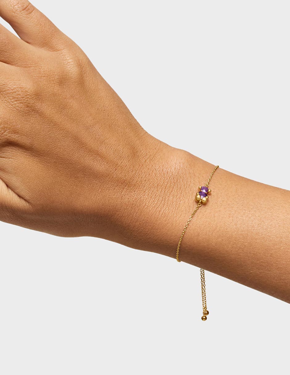 Pulsera de plata con zafiro p 925 con acabado baño de oro 6