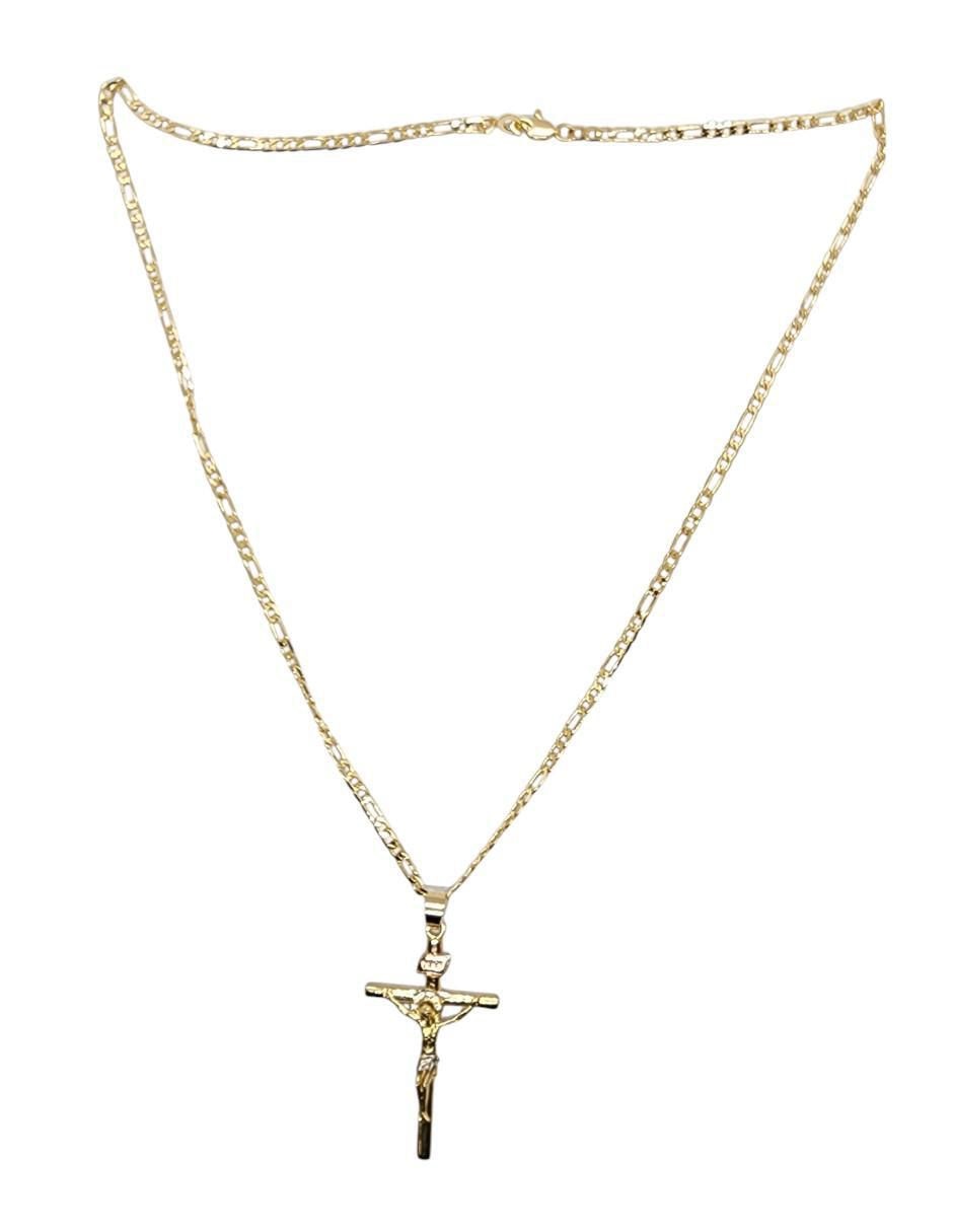 Collar con dije Cristo cruz de oro laminado 14 K 2