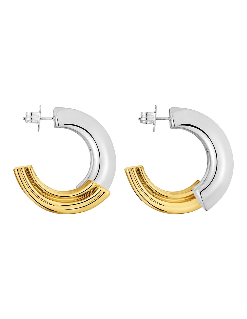 Aretes de aro de plata P 925 con acabado brillante 5