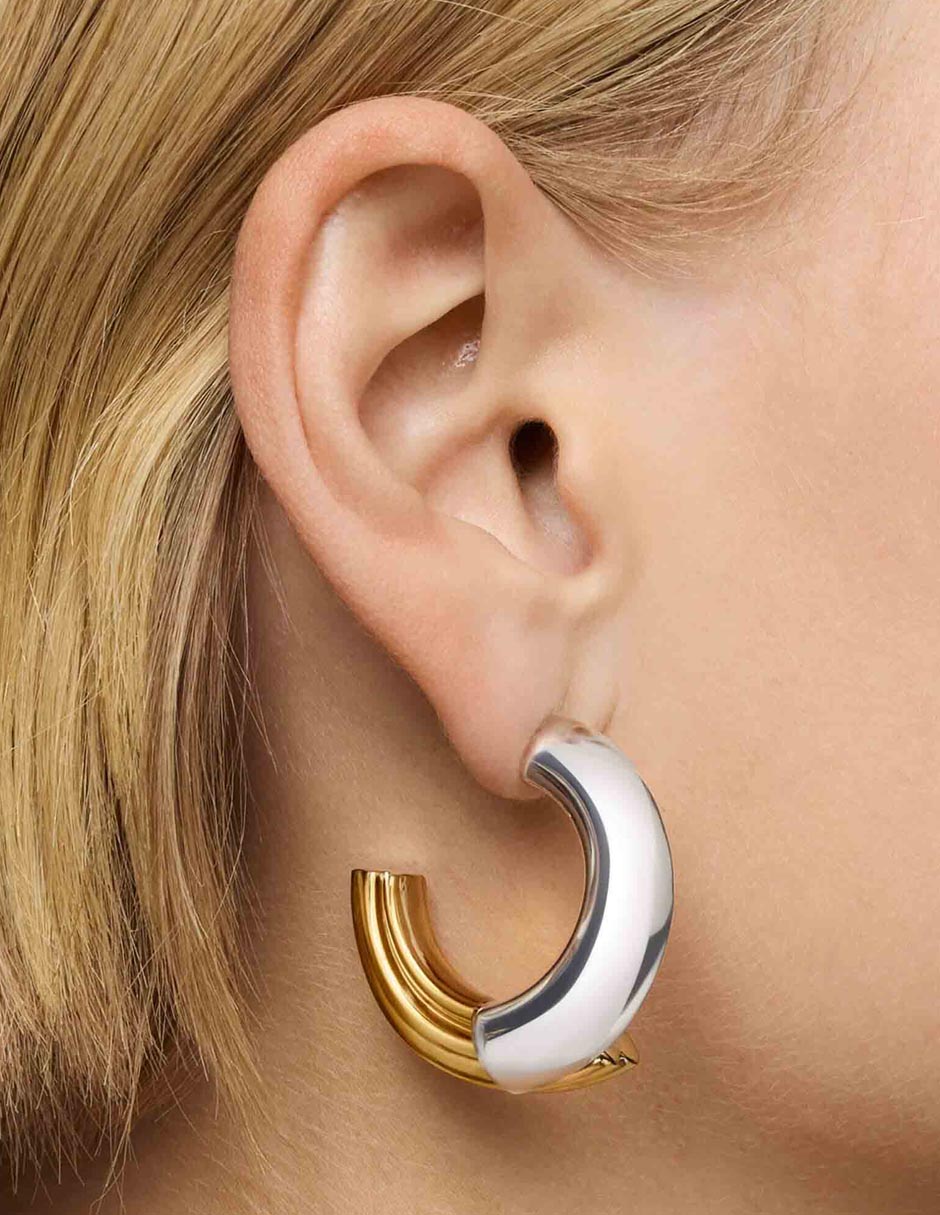 Aretes de aro de plata P 925 con acabado brillante 6