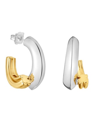 Aretes de aro de plata P 925 con acabado brillante 1