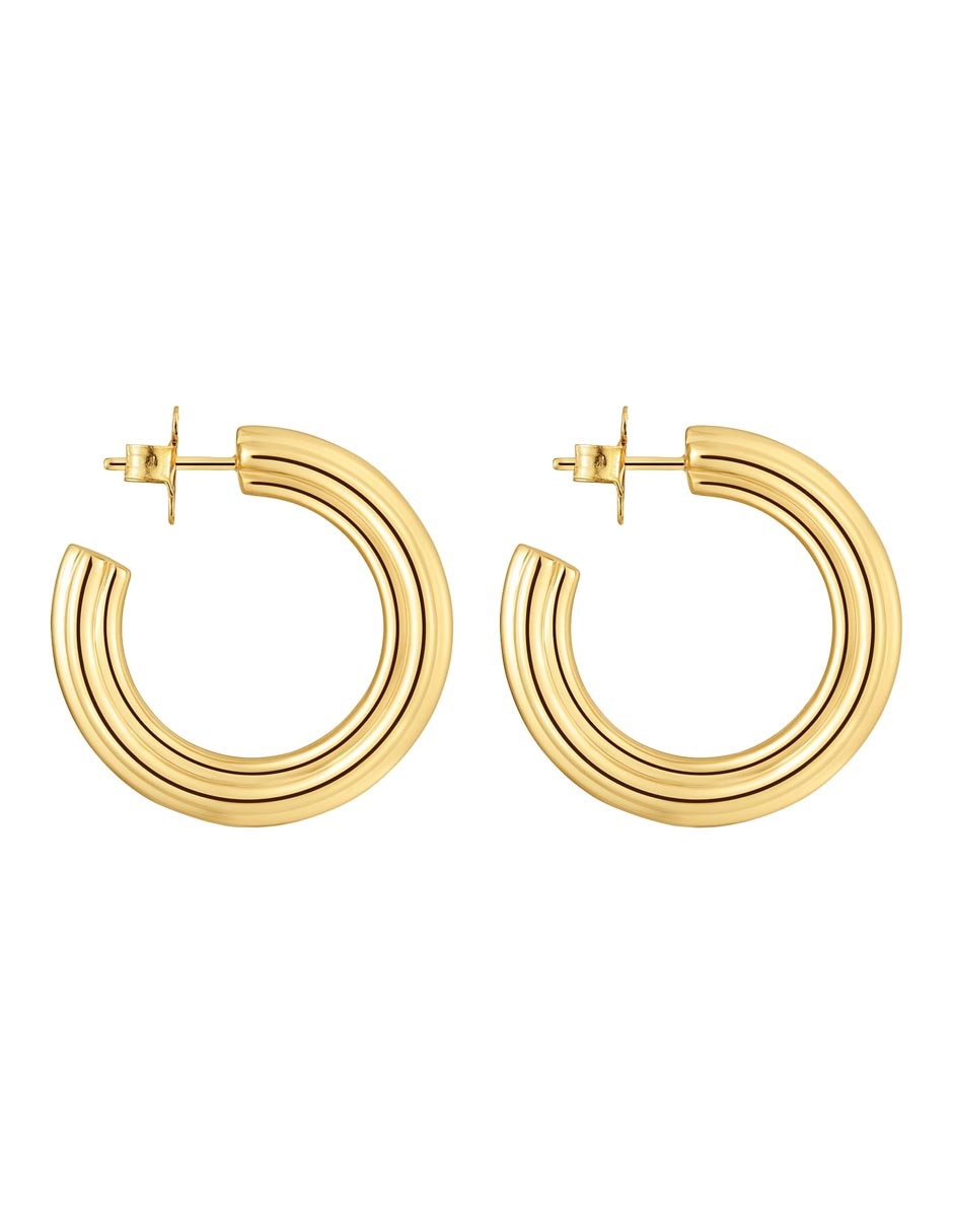 Aretes de aro de plata P 925 con acabado baño de oro 6