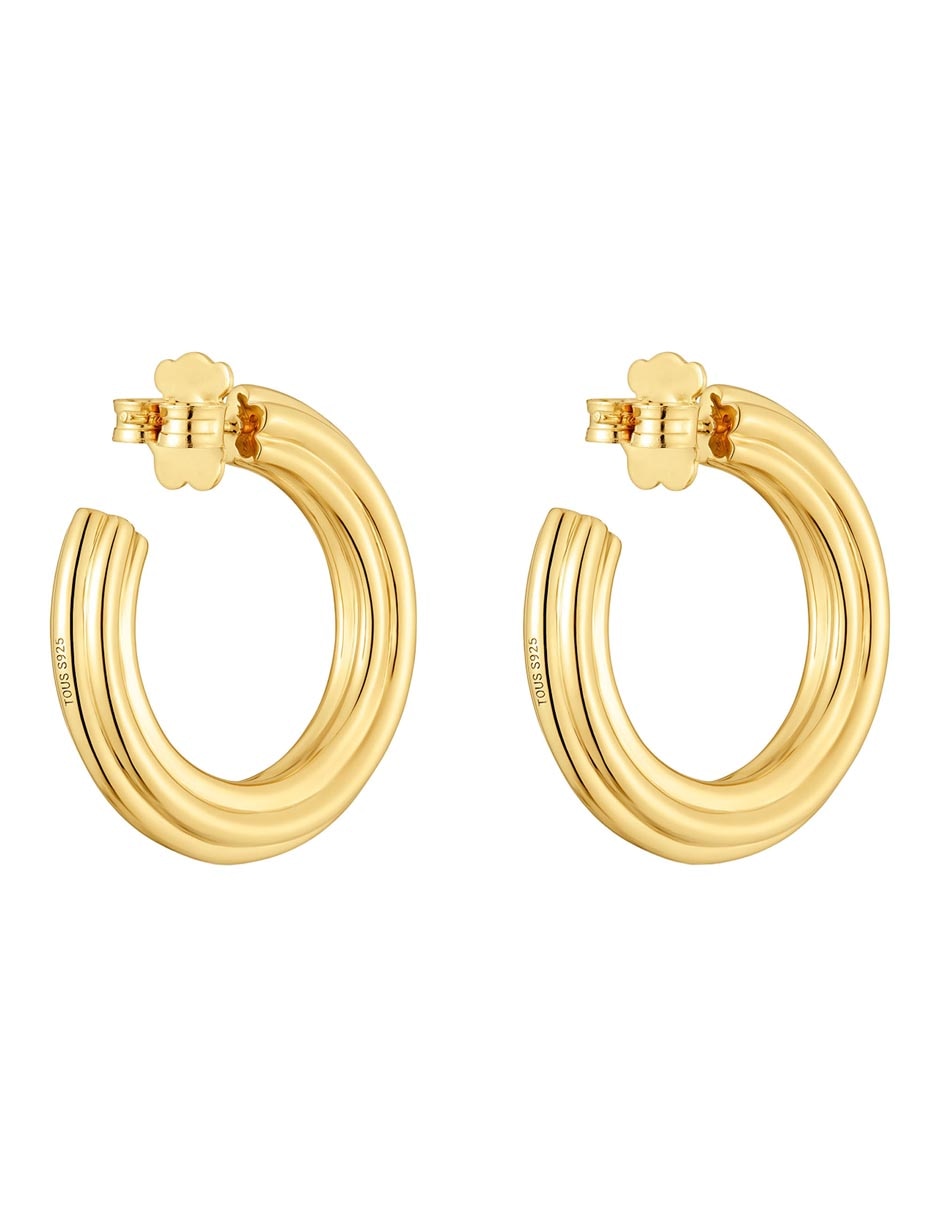 Aretes de aro de plata P 925 con acabado baño de oro 5