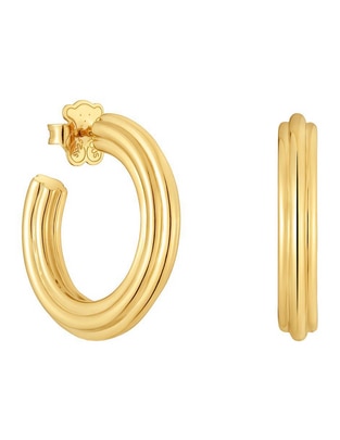Aretes de aro de plata P 925 con acabado baño de oro 1